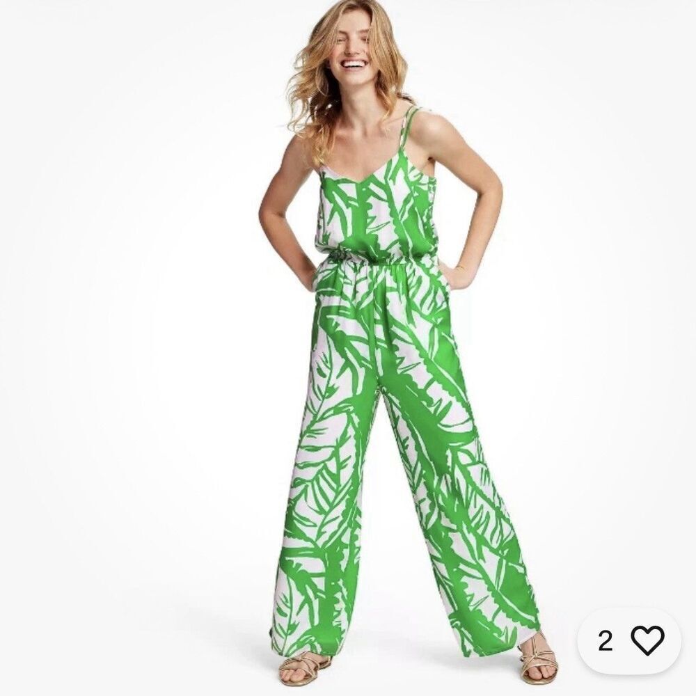 LILLY PULITZER TARGET Boom Boom Jumpsuit White Green Palm NEW Size XS